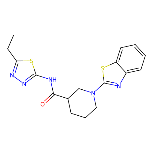 1-(1,3-benzothiazol-2-yl)-N-(5-ethyl-1,3,4-thiadiazol-2-yl)piperidine-3-carboxamide structure