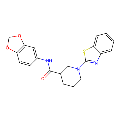 N-(benzo[d][1,3]dioxol-5-yl)-1-(benzo[d]thiazol-2-yl)piperidine-3-carboxamide structure