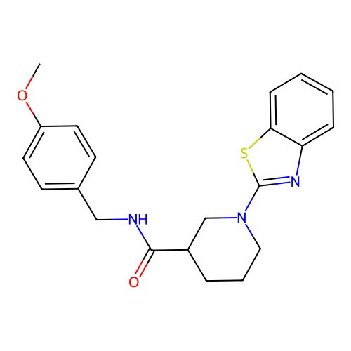 1-(benzo[d]thiazol-2-yl)-N-(4-methoxybenzyl)piperidine-3-carboxamide structure