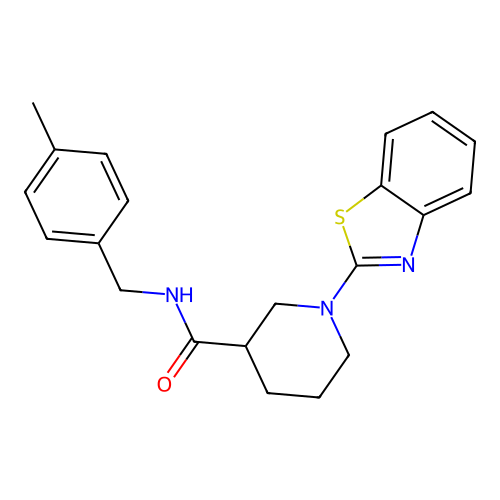 1-(benzo[d]thiazol-2-yl)-N-(4-methylbenzyl)piperidine-3-carboxamide structure