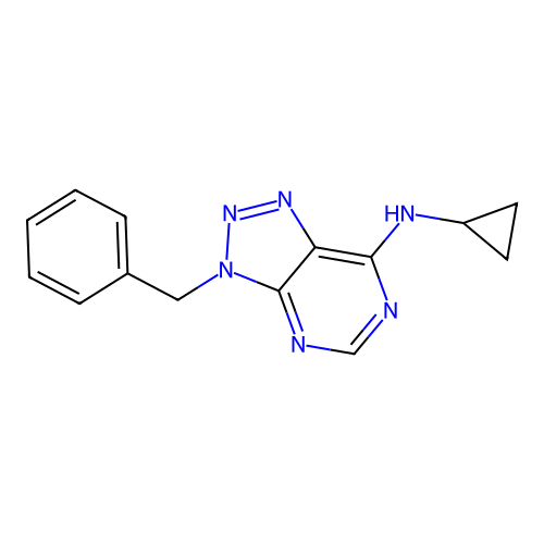 3-benzyl-N-cyclopropyltriazolo[4,5-d]pyrimidin-7-amine structure