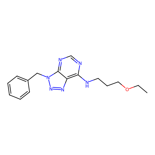 3-benzyl-N-(3-ethoxypropyl)triazolo[4,5-d]pyrimidin-7-amine structure
