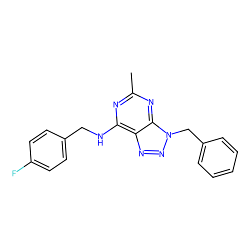 3-benzyl-N-[(4-fluorophenyl)methyl]-5-methyltriazolo[4,5-d]pyrimidin-7-amine structure