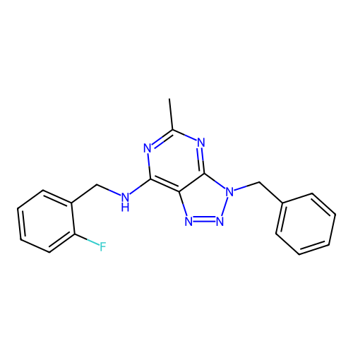 3-benzyl-N-[(2-fluorophenyl)methyl]-5-methyltriazolo[4,5-d]pyrimidin-7-amine structure