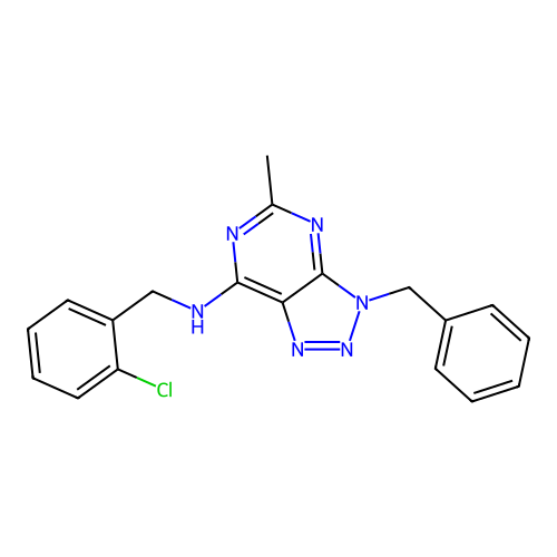 3-benzyl-N-[(2-chlorophenyl)methyl]-5-methyltriazolo[4,5-d]pyrimidin-7-amine structure