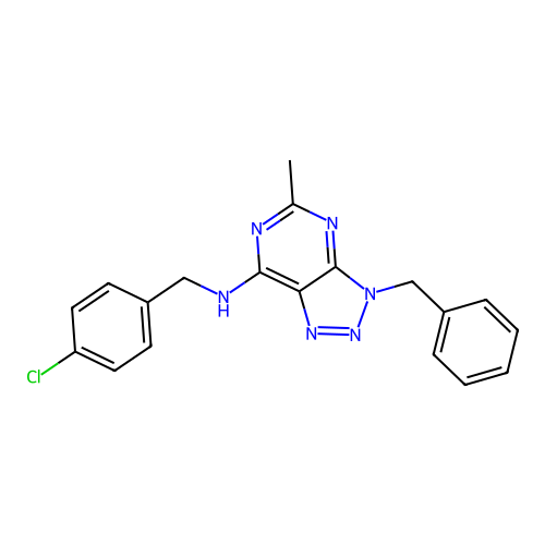 3-benzyl-N-[(4-chlorophenyl)methyl]-5-methyltriazolo[4,5-d]pyrimidin-7-amine structure