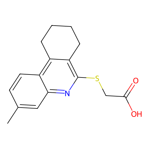 2-[(3-Methyl-7,8,9,10-tetrahydrophenanthridin-6-yl)sulfanyl]acetic acid structure