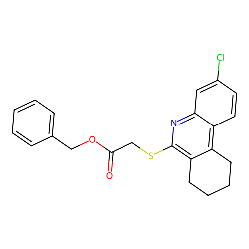 Benzyl 2-[(3-chloro-7,8,9,10-tetrahydrophenanthridin-6-yl)sulfanyl]acetate structure