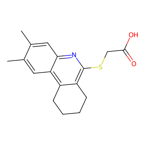 2-[(2,3-Dimethyl-7,8,9,10-tetrahydrophenanthridin-6-yl)sulfanyl]acetic acid structure