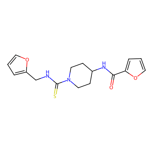 N-[1-(furan-2-ylmethylcarbamothioyl)piperidin-4-yl]furan-2-carboxamide structure