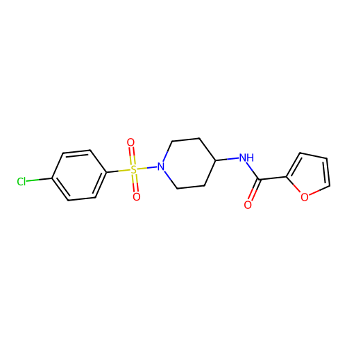 N-[1-(4-chlorophenyl)sulfonylpiperidin-4-yl]furan-2-carboxamide structure