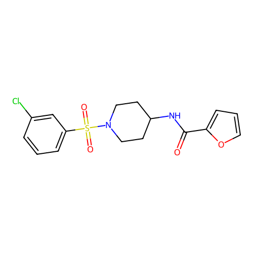 N-[1-(3-chlorophenyl)sulfonylpiperidin-4-yl]furan-2-carboxamide structure