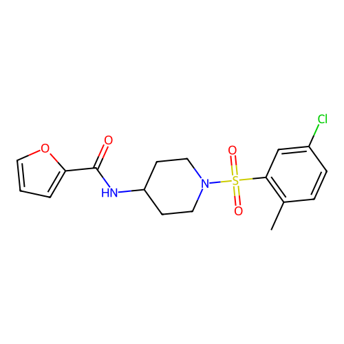 N-[1-(5-chloro-2-methylphenyl)sulfonylpiperidin-4-yl]furan-2-carboxamide structure