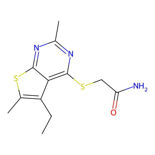 Acetamide, 2-[(5-ethyl-2,6-dimethylthieno[2,3-D]pyrimidin-4-YL)thio]- structure