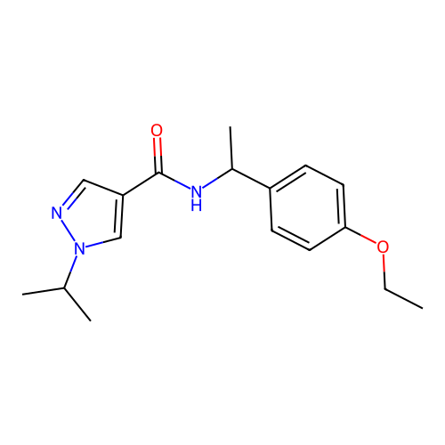 N-[1-(4-ethoxyphenyl)ethyl]-1-propan-2-ylpyrazole-4-carboxamide structure