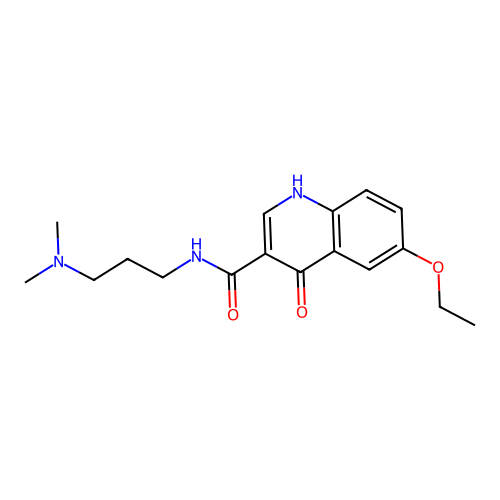 N-[3-(dimethylamino)propyl]-6-ethoxy-4-oxo-1H-quinoline-3-carboxamide structure