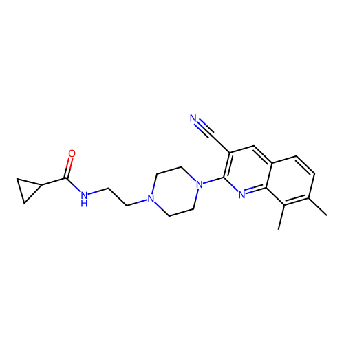 N-{2-[4-(3-Cyano-7,8-dimethyl-2-quinolinyl)-1-piperazinyl]et structure