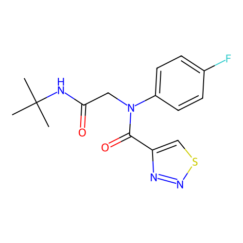 N-[2-(tert-butylamino)-2-oxoethyl]-N-(4-fluorophenyl)thiadiazole-4-carboxamide structure