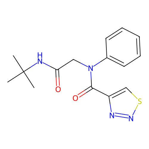 N-[2-(tert-butylamino)-2-oxoethyl]-N-phenylthiadiazole-4-carboxamide structure