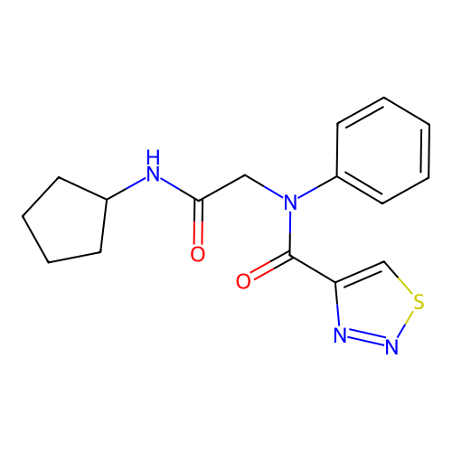 N-[2-(cyclopentylamino)-2-oxoethyl]-N-phenylthiadiazole-4-carboxamide structure