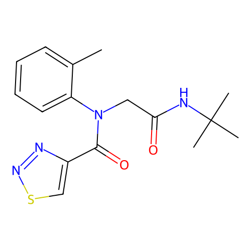N-[2-(tert-butylamino)-2-oxoethyl]-N-(2-methylphenyl)thiadiazole-4-carboxamide structure