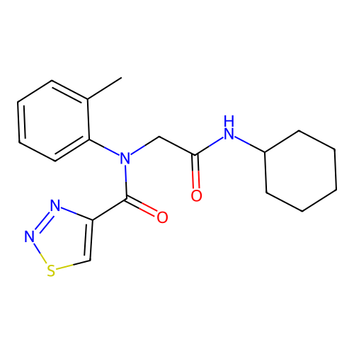 [1,2,3]Thiadiazole-4-carboxylic acid cyclohexylcarbamoylmethyl-o-tolyl-amide structure
