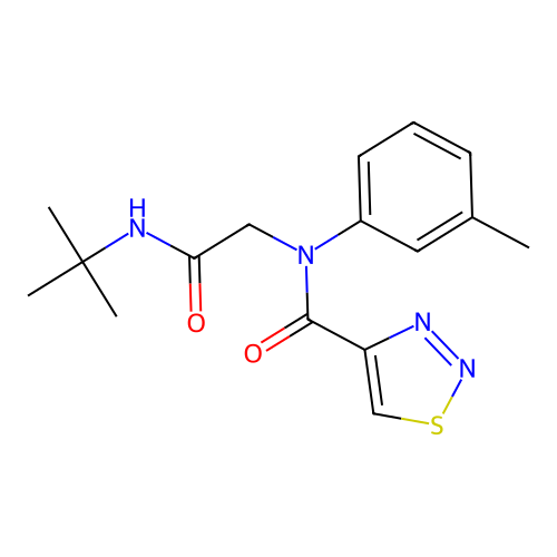 N-[2-(tert-butylamino)-2-oxoethyl]-N-(3-methylphenyl)thiadiazole-4-carboxamide structure