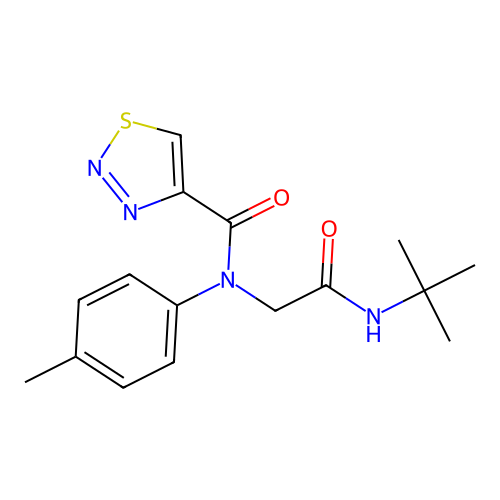 N-[2-(tert-butylamino)-2-oxoethyl]-N-(4-methylphenyl)thiadiazole-4-carboxamide structure