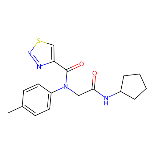 N-[2-(cyclopentylamino)-2-oxoethyl]-N-(4-methylphenyl)thiadiazole-4-carboxamide structure