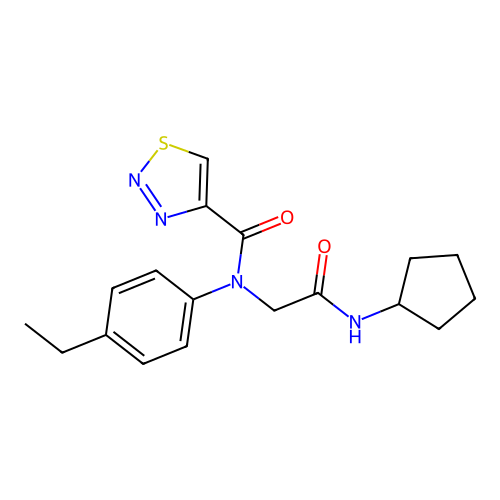 N-[2-(cyclopentylamino)-2-oxoethyl]-N-(4-ethylphenyl)thiadiazole-4-carboxamide structure