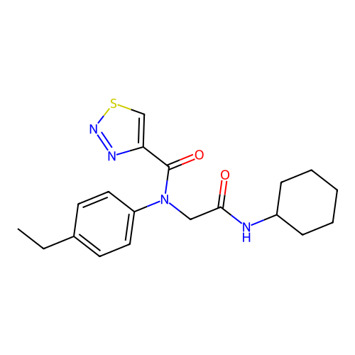 N-[2-(cyclohexylamino)-2-oxoethyl]-N-(4-ethylphenyl)thiadiazole-4-carboxamide structure