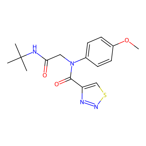 N-[2-(tert-butylamino)-2-oxoethyl]-N-(4-methoxyphenyl)thiadiazole-4-carboxamide structure