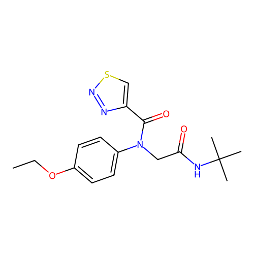 N-[2-(tert-butylamino)-2-oxoethyl]-N-(4-ethoxyphenyl)thiadiazole-4-carboxamide structure