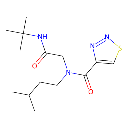 N-[2-(tert-butylamino)-2-oxoethyl]-N-(3-methylbutyl)thiadiazole-4-carboxamide structure