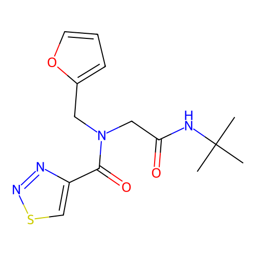 N-[2-(tert-butylamino)-2-oxoethyl]-N-(furan-2-ylmethyl)thiadiazole-4-carboxamide structure