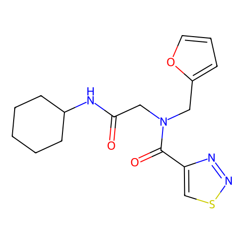 N-[2-(cyclohexylamino)-2-oxoethyl]-N-(furan-2-ylmethyl)thiadiazole-4-carboxamide structure