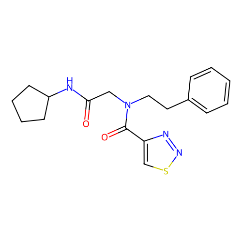 N-[2-(cyclopentylamino)-2-oxoethyl]-N-(2-phenylethyl)thiadiazole-4-carboxamide structure