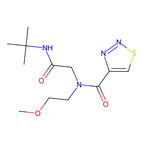 N-[2-(tert-butylamino)-2-oxoethyl]-N-(2-methoxyethyl)thiadiazole-4-carboxamide structure
