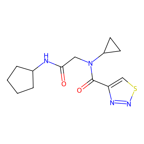 N-[2-(cyclopentylamino)-2-oxoethyl]-N-cyclopropylthiadiazole-4-carboxamide structure