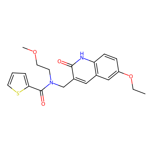 N-[(6-ethoxy-2-oxo-1H-quinolin-3-yl)methyl]-N-(2-methoxyethyl)thiophene-2-carboxamide structure