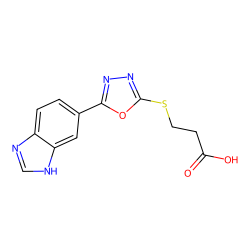 3-[[5-(3H-benzimidazol-5-yl)-1,3,4-oxadiazol-2-yl]sulfanyl]propanoic acid structure
