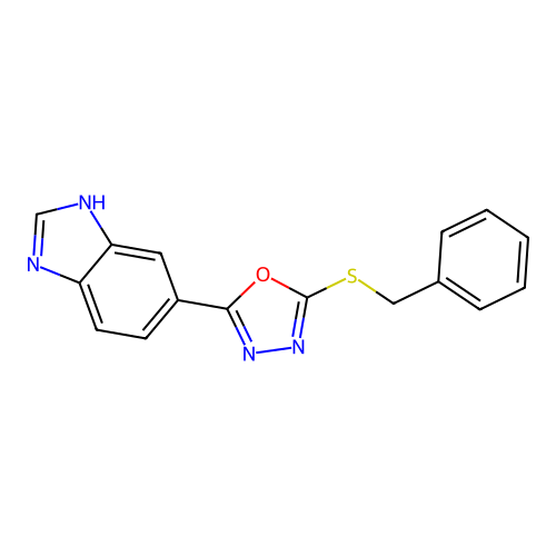 5-(5-(Benzylthio)-1,3,4-oxadiazol-2-yl)-1H-benzo[d]imidazole structure