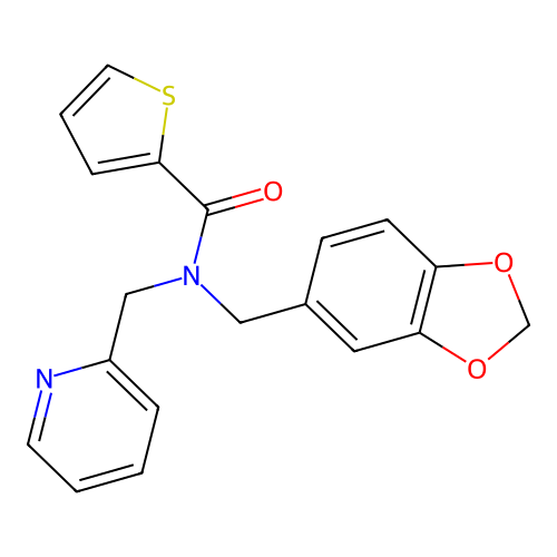 N-(1,3-benzodioxol-5-ylmethyl)-N-(pyridin-2-ylmethyl)thiophene-2-carboxamide structure