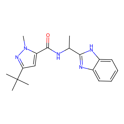 N-[1-(1H-benzimidazol-2-yl)ethyl]-3-tert-butyl-1-methylpyrazole-5-carboxamide structure