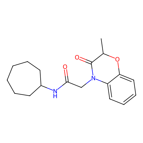 N-cycloheptyl-2-(2-methyl-3-oxo-1,4-benzoxazin-4-yl)acetamide structure