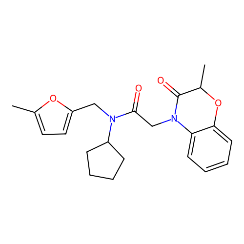 4h-1,4-benzoxazine-4-acetamide,n-cyclopentyl-2,3-dihydro-2-methyl-n-[(5-methyl-2-furanyl)methyl]-3-oxo- structure