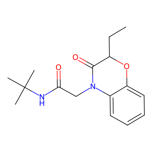 N-tert-butyl-2-(2-ethyl-3-oxo-1,4-benzoxazin-4-yl)acetamide structure
