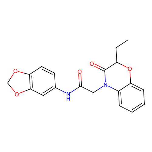 N-(1,3-benzodioxol-5-yl)-2-(2-ethyl-3-oxo-1,4-benzoxazin-4-yl)acetamide structure