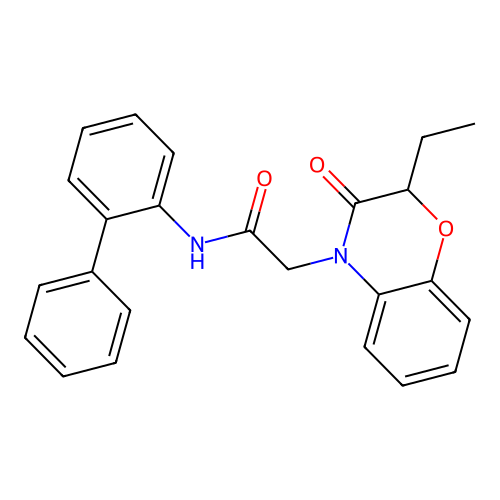 2-(2-ethyl-3-oxo-1,4-benzoxazin-4-yl)-N-(2-phenylphenyl)acetamide structure