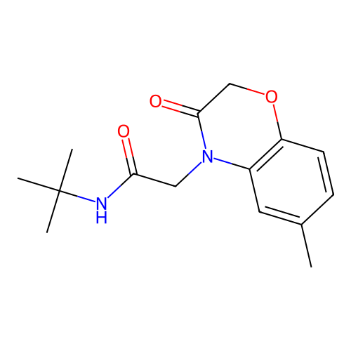 N-tert-butyl-2-(6-methyl-3-oxo-1,4-benzoxazin-4-yl)acetamide structure